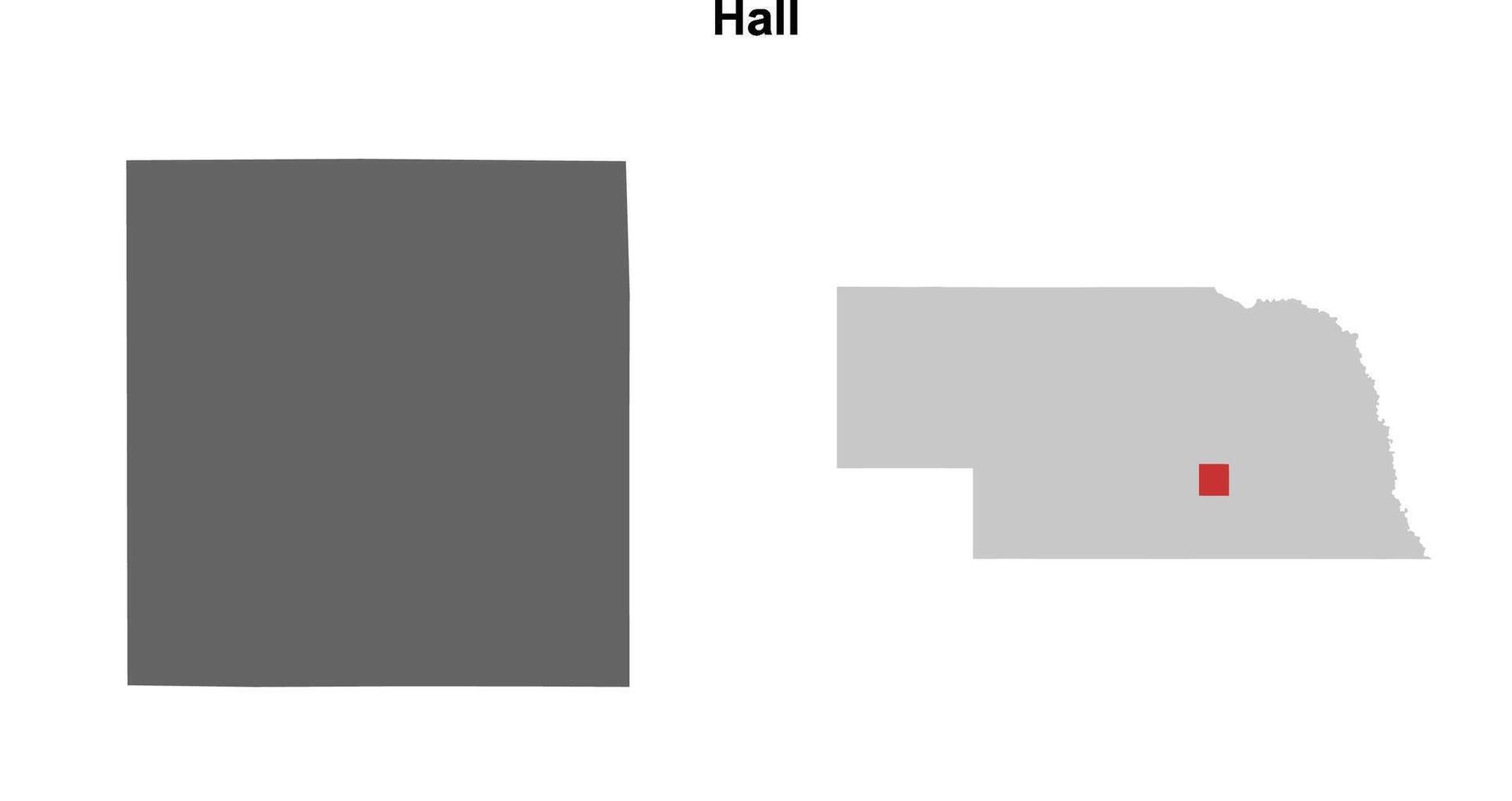 Hall County, Nebraska blank outline map set vector