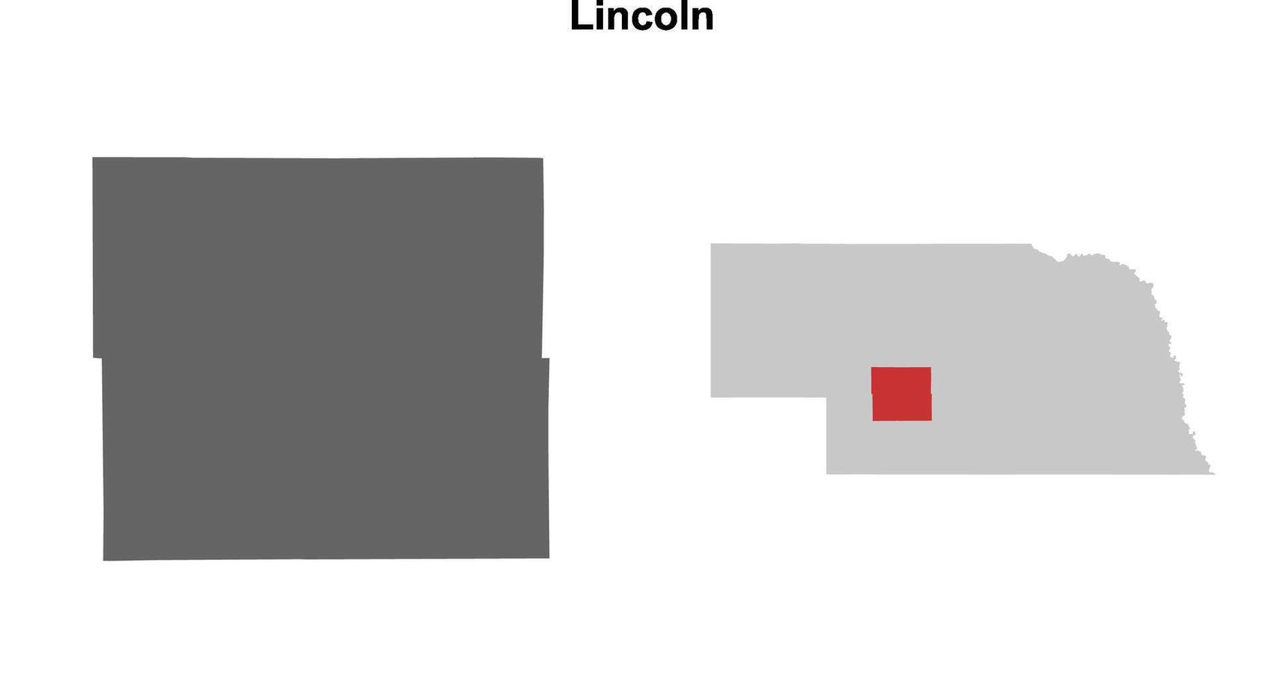 Lincoln County, Nebraska blank outline map set vector