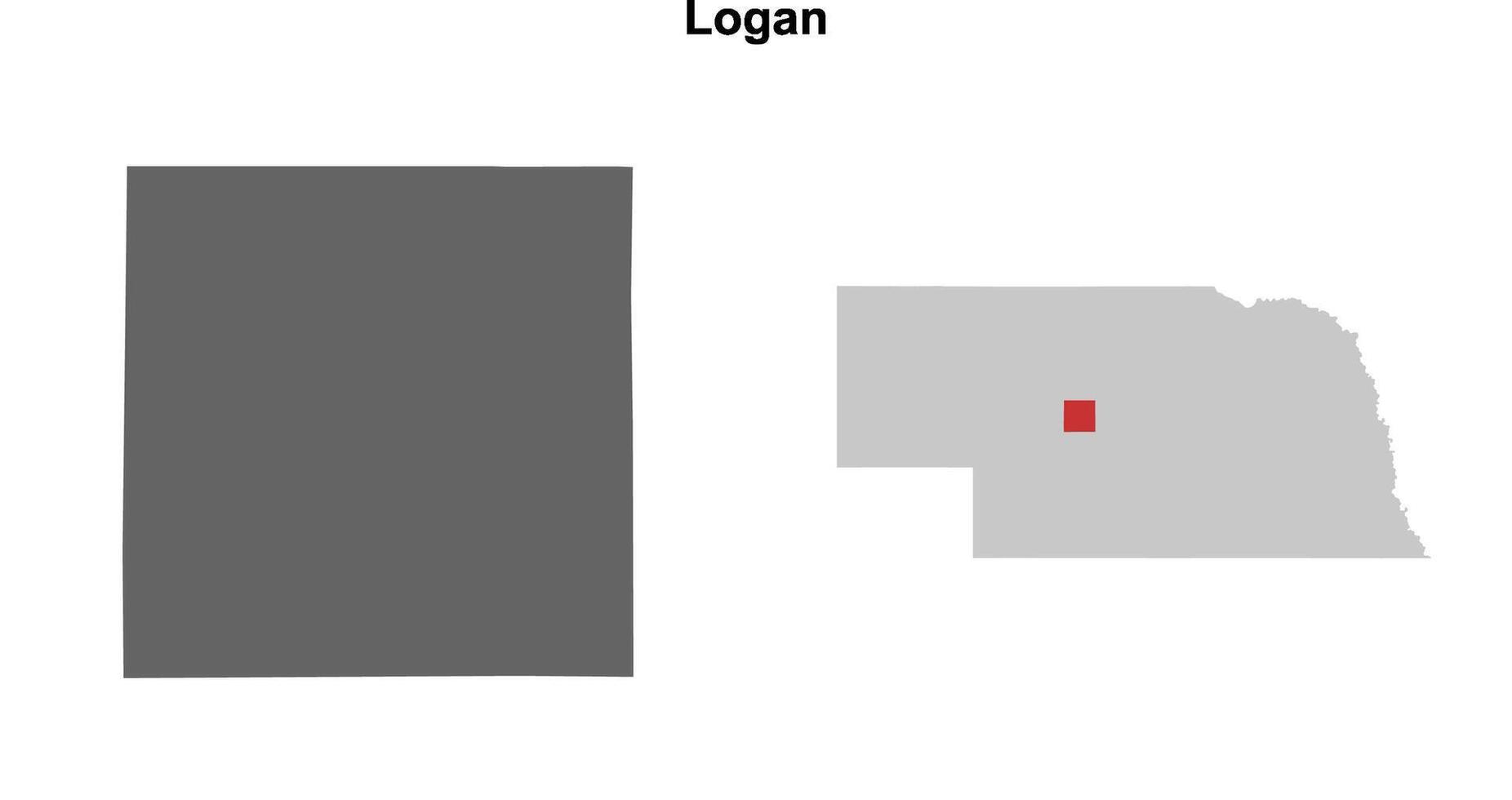 Logan County, Nebraska blank outline map set vector