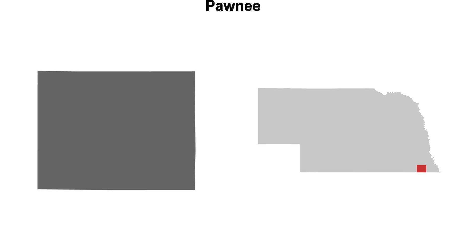 Pawnee County, Nebraska blank outline map set vector