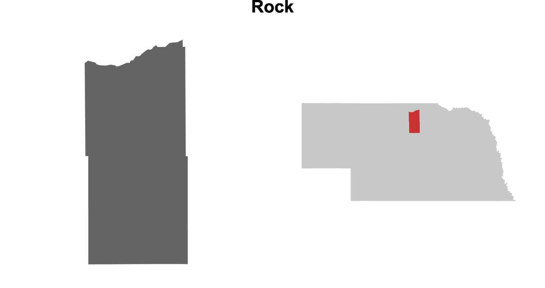 Rock County, Nebraska blank outline map set vector