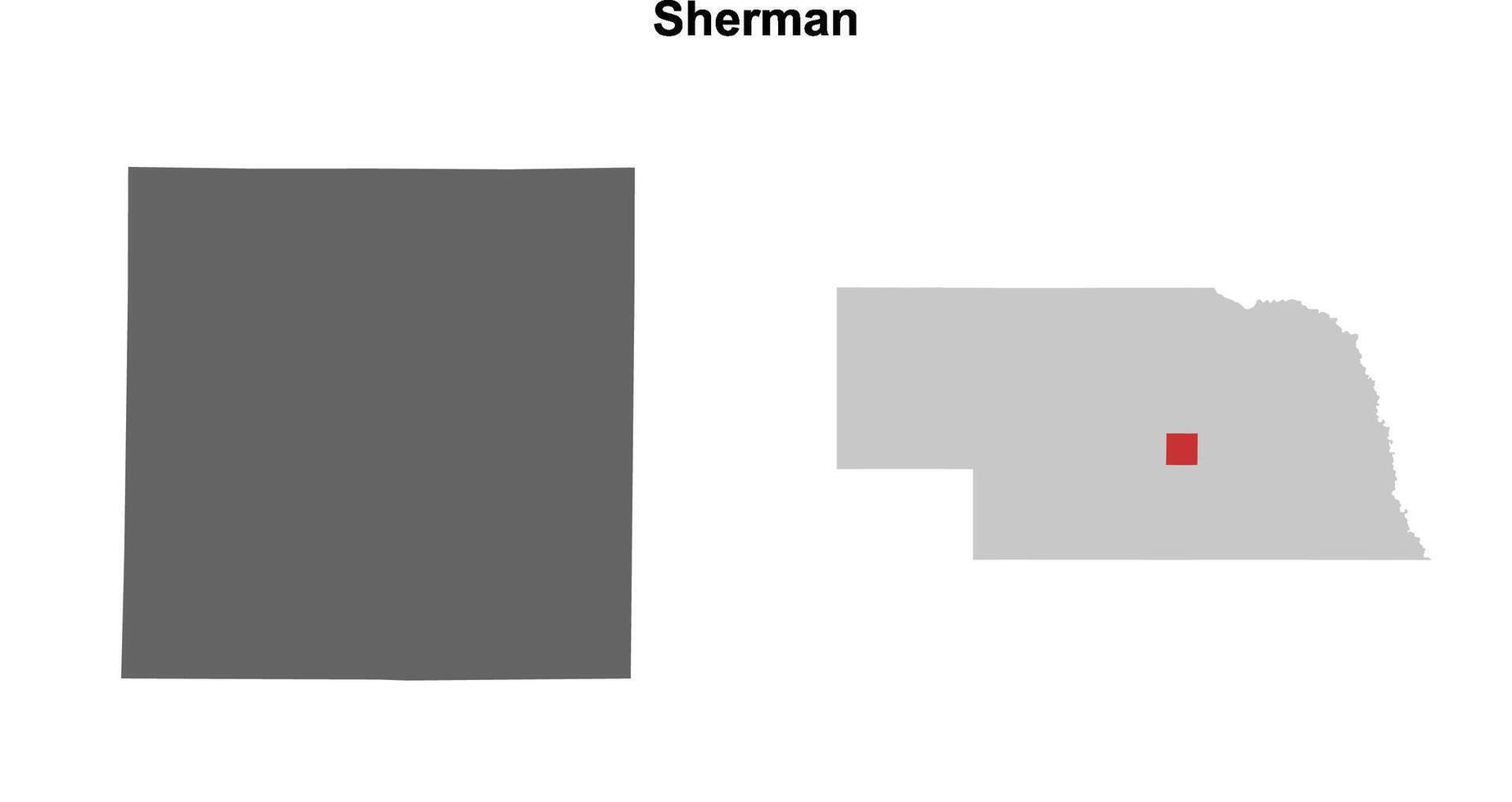 Sherman County, Nebraska blank outline map set vector