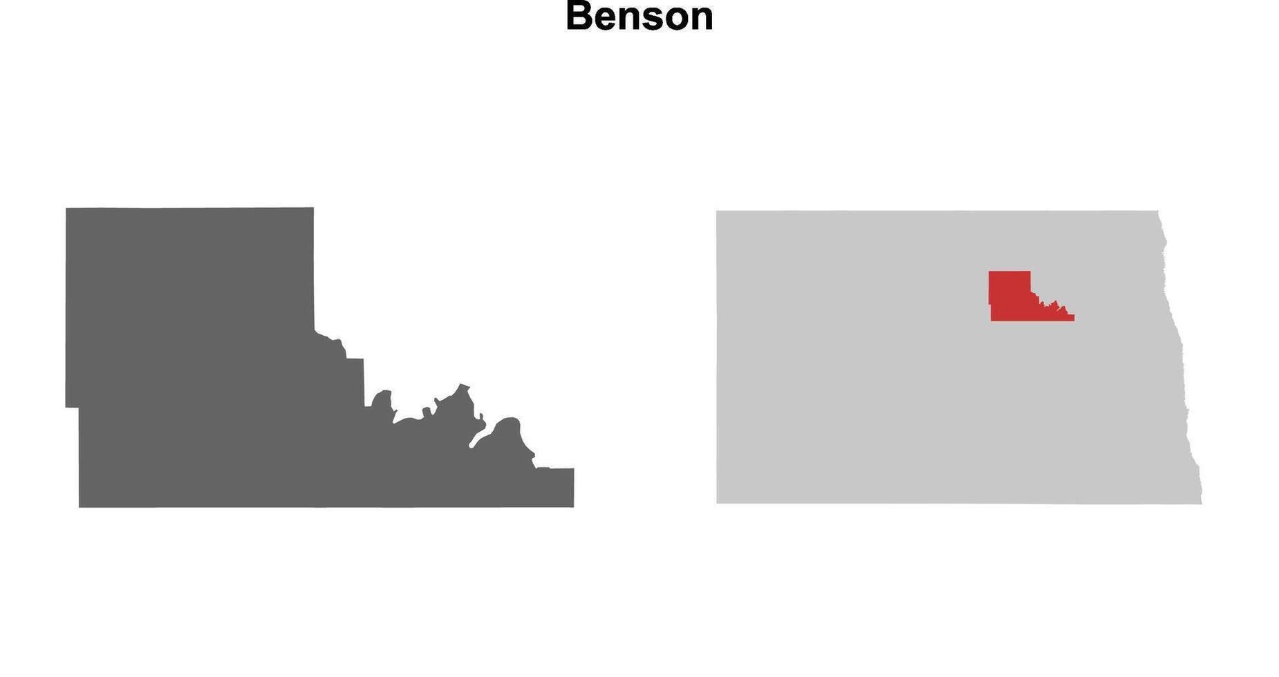 Benson County, North Dakota blank outline map set vector