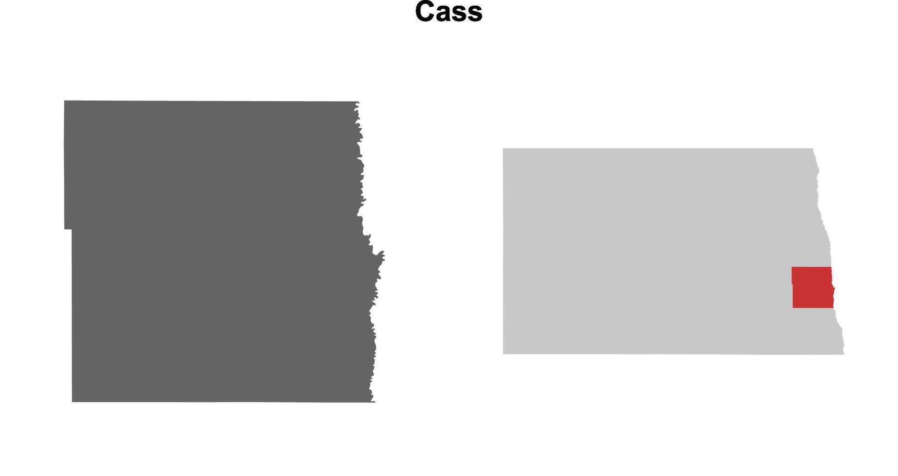 Cass County, North Dakota blank outline map set vector