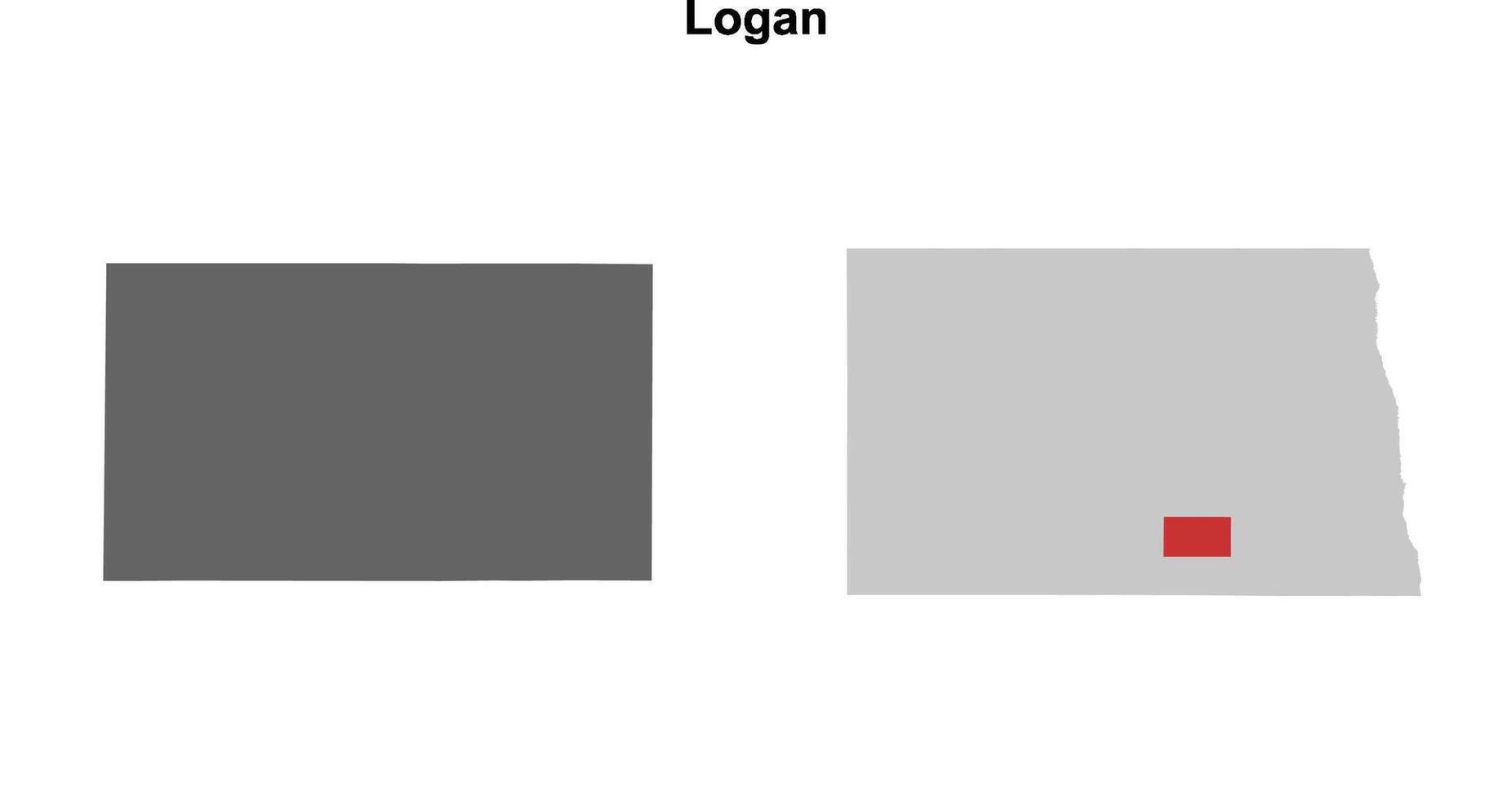 Logan County, North Dakota blank outline map set vector