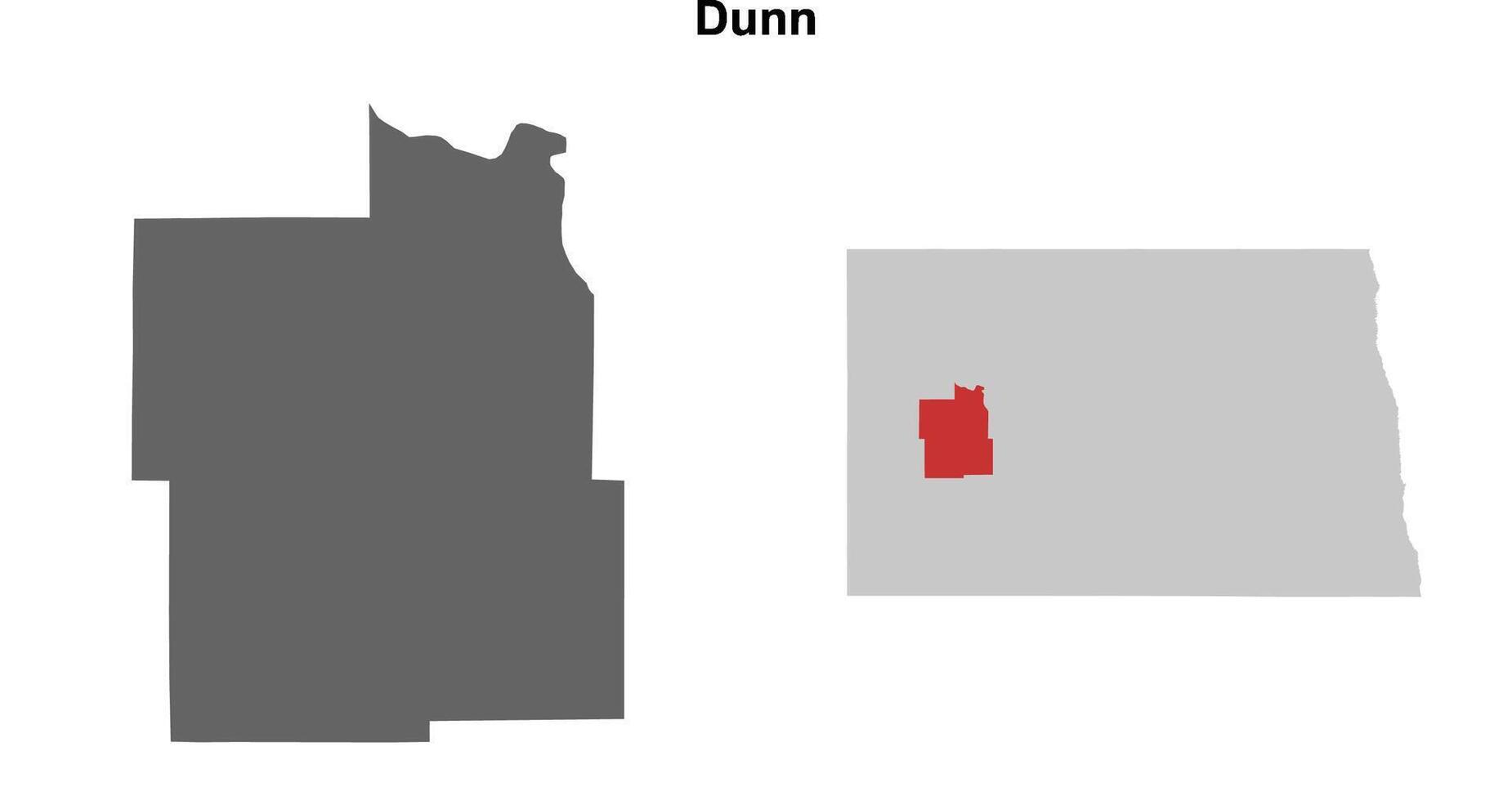 Dunn County, North Dakota blank outline map set vector
