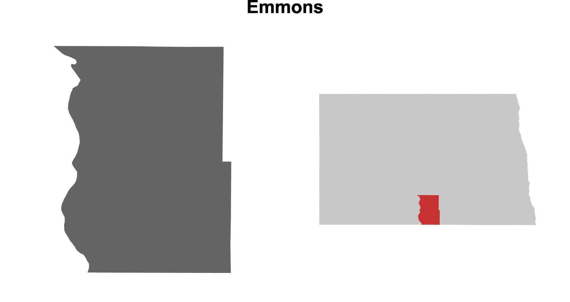 Emmons County, North Dakota blank outline map set vector