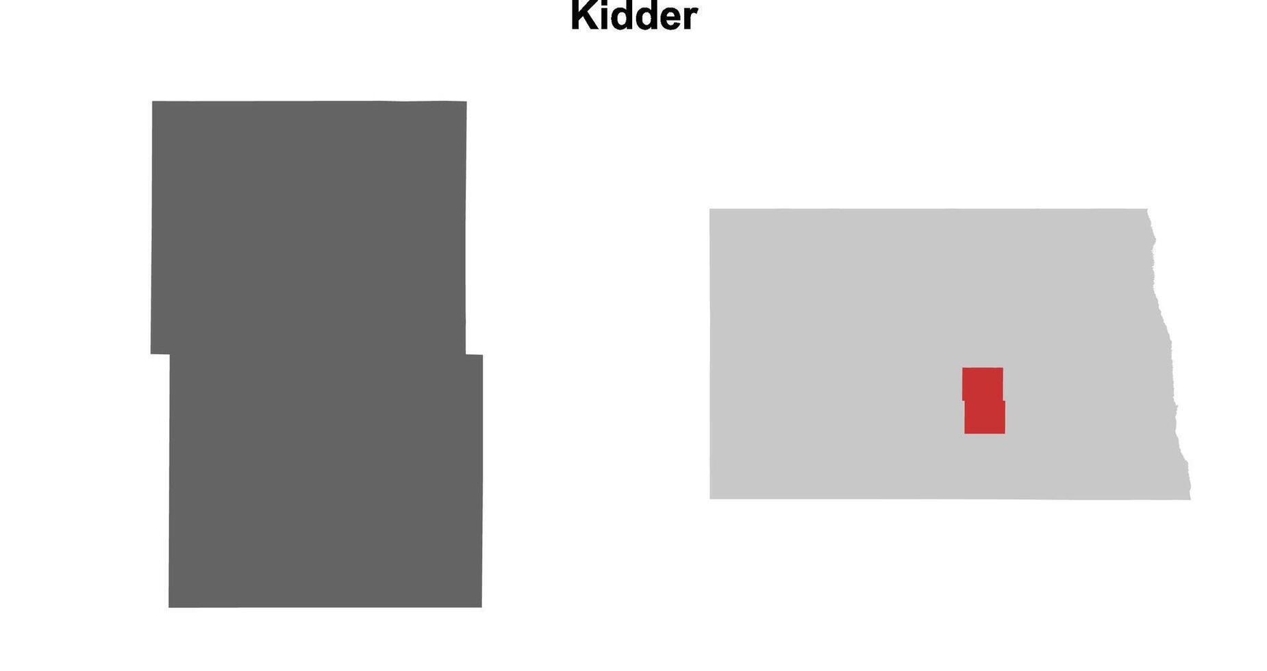 Kidder County, North Dakota blank outline map set vector