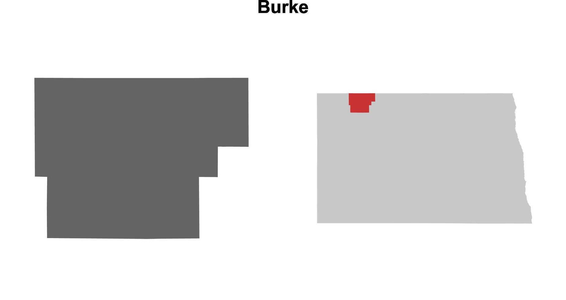Burke County, North Dakota blank outline map set vector