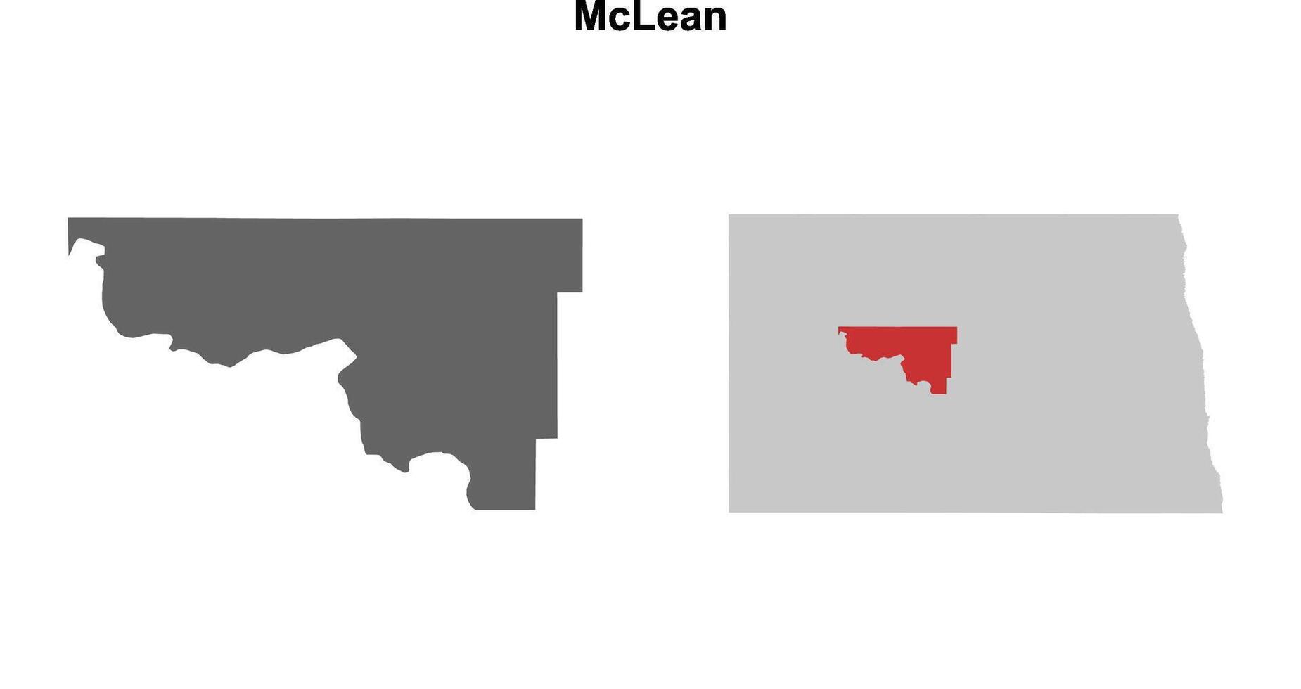 McLean County, North Dakota blank outline map set vector