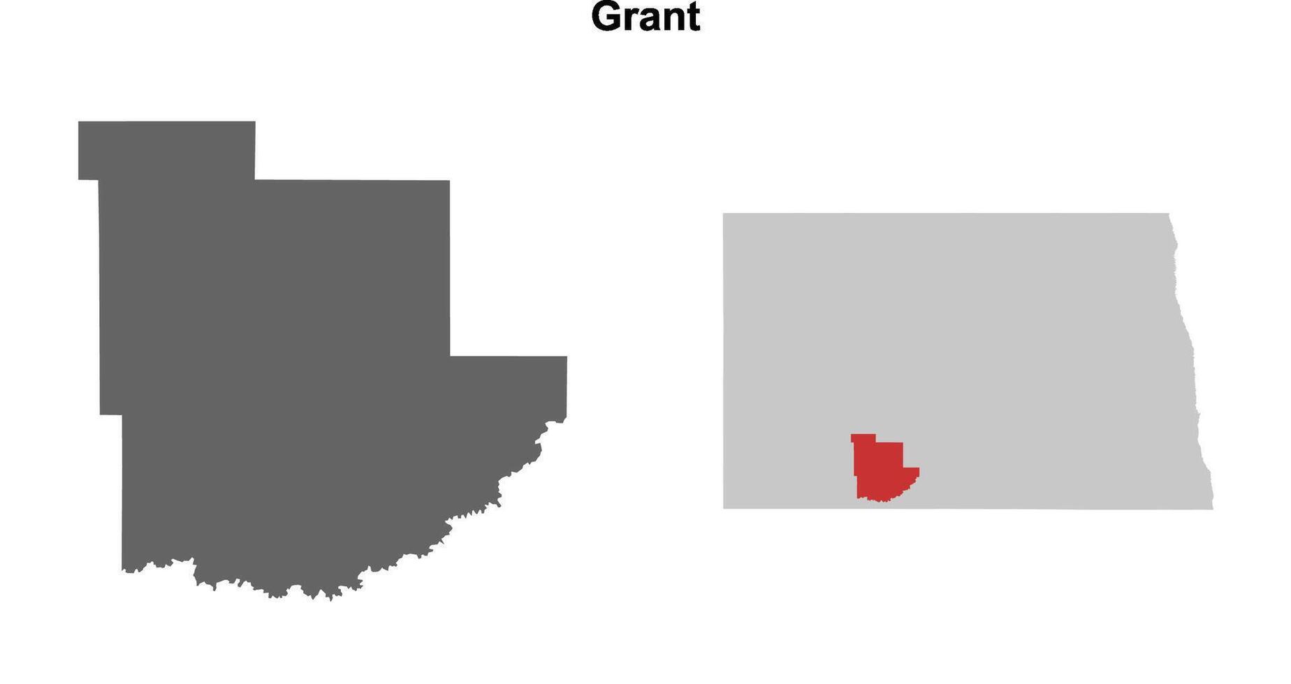 Grant County, North Dakota blank outline map set vector