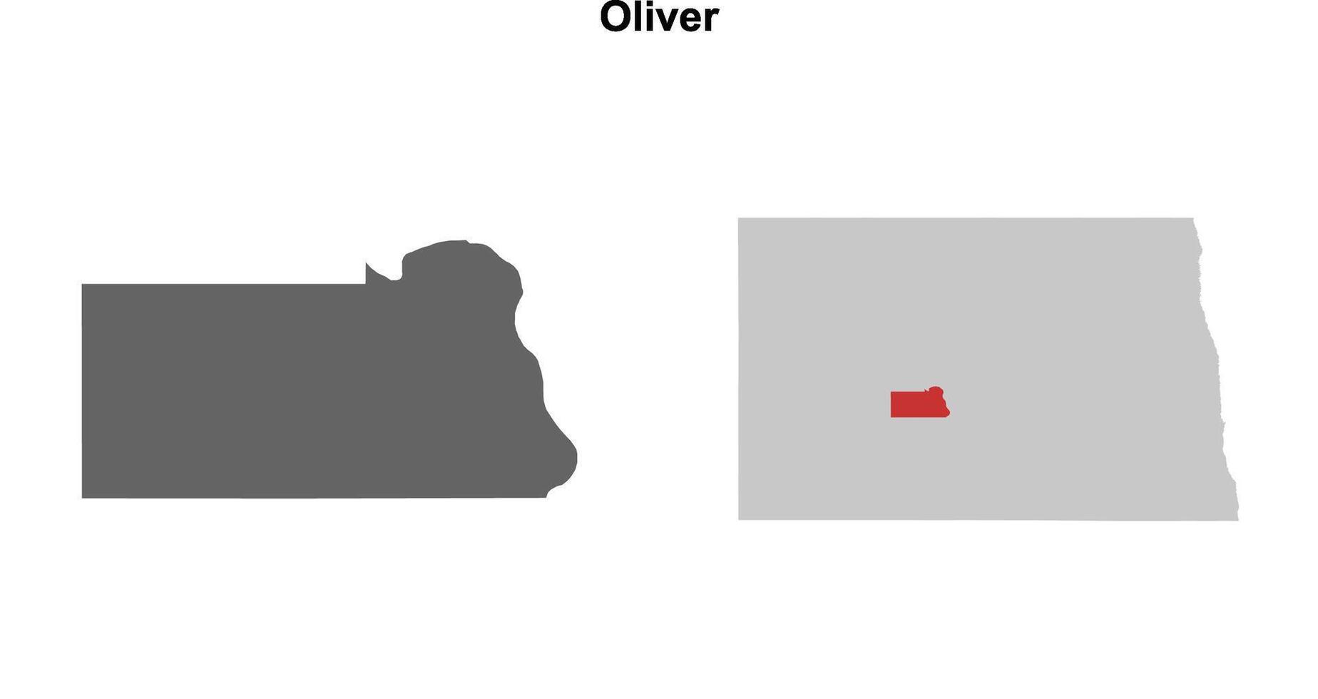 Oliver County, North Dakota blank outline map set vector