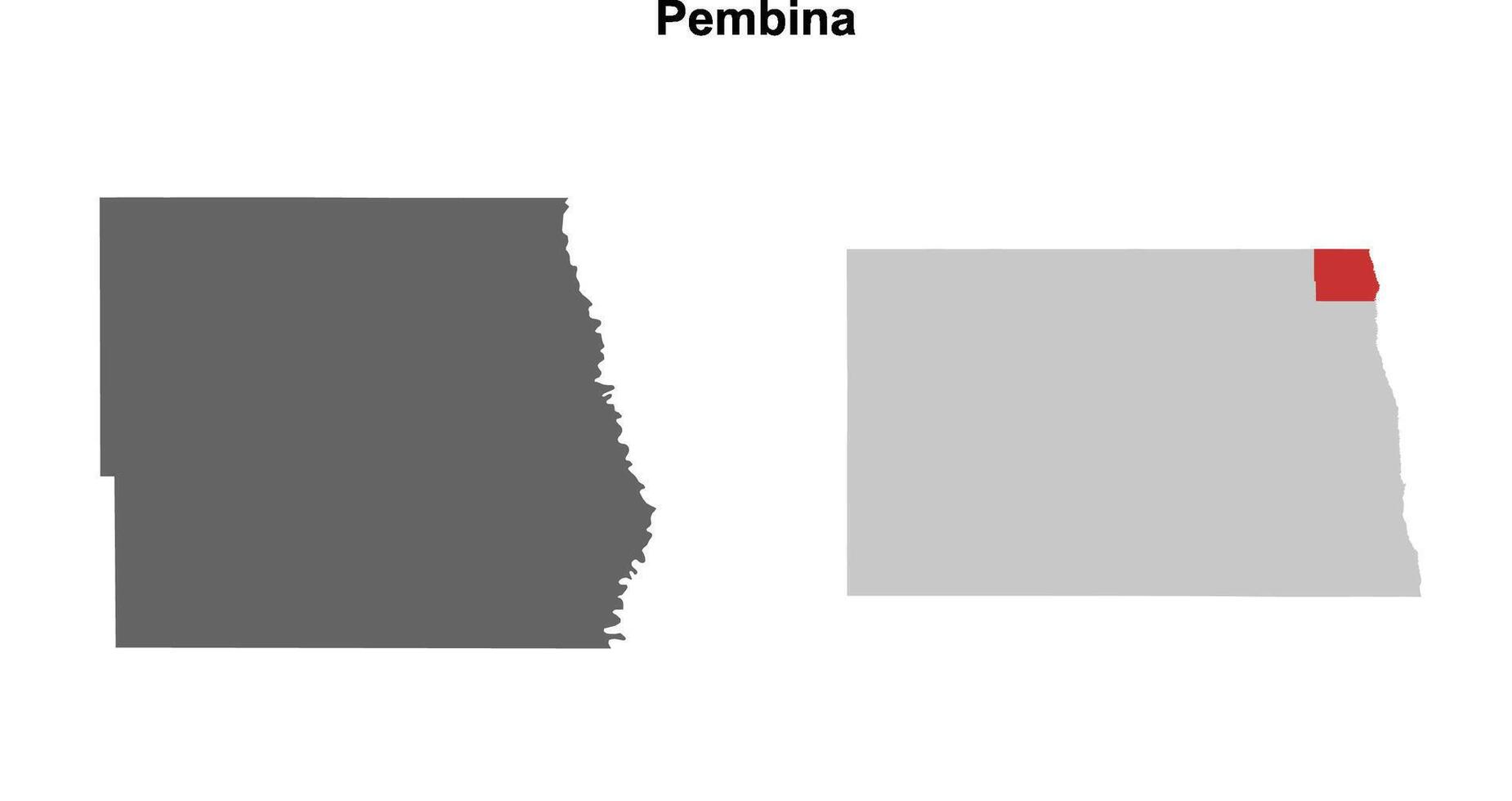 Pembina County, North Dakota blank outline map set vector