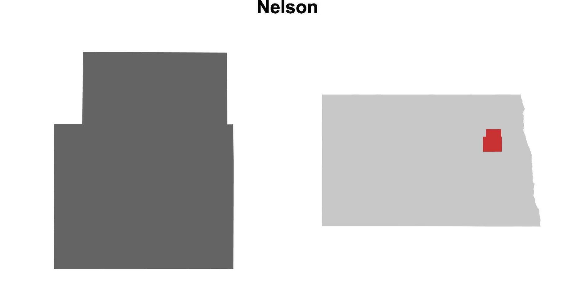 Nelson County, North Dakota blank outline map set vector