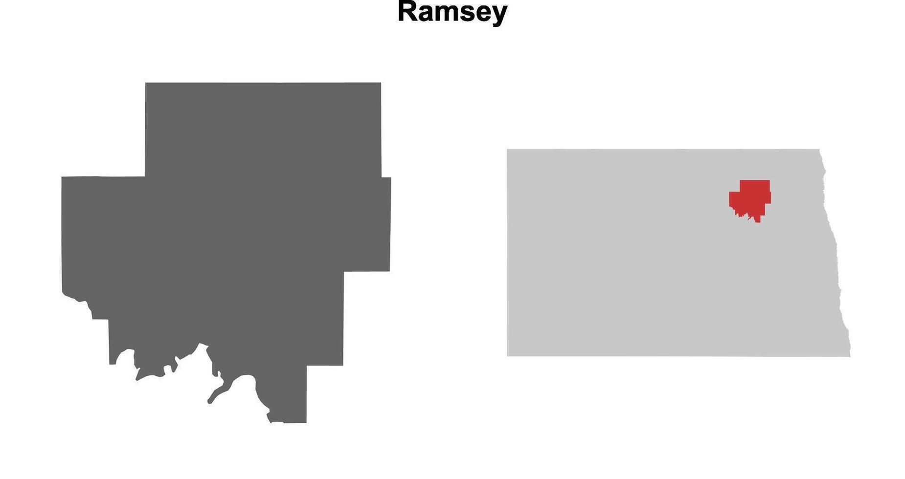 Ramsey County, North Dakota blank outline map set vector