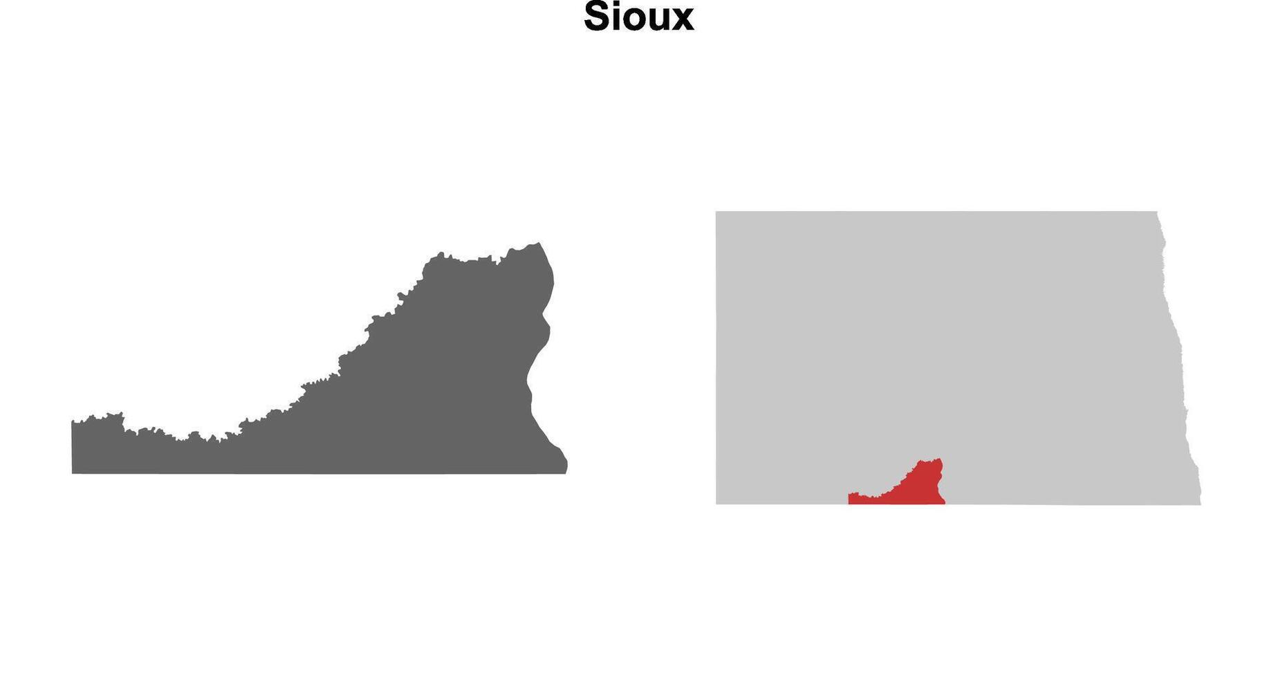 Sioux County, North Dakota blank outline map set vector