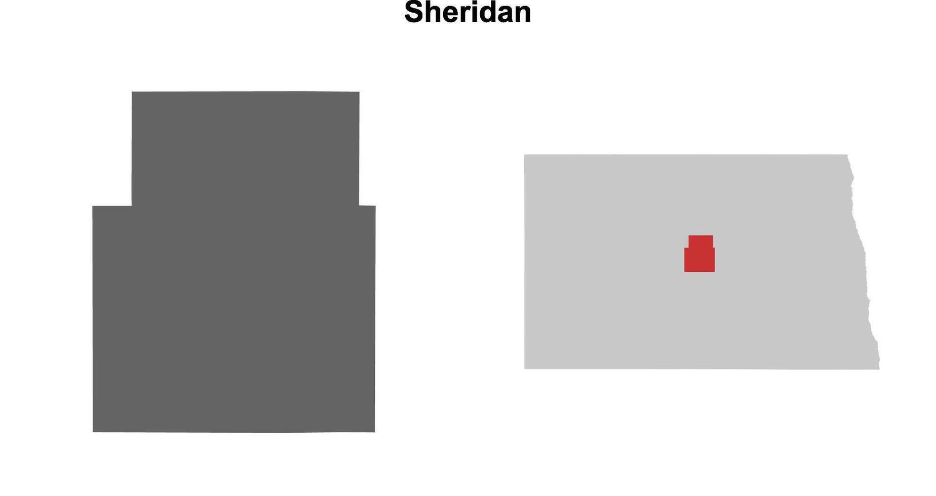Sheridan County, North Dakota blank outline map set vector