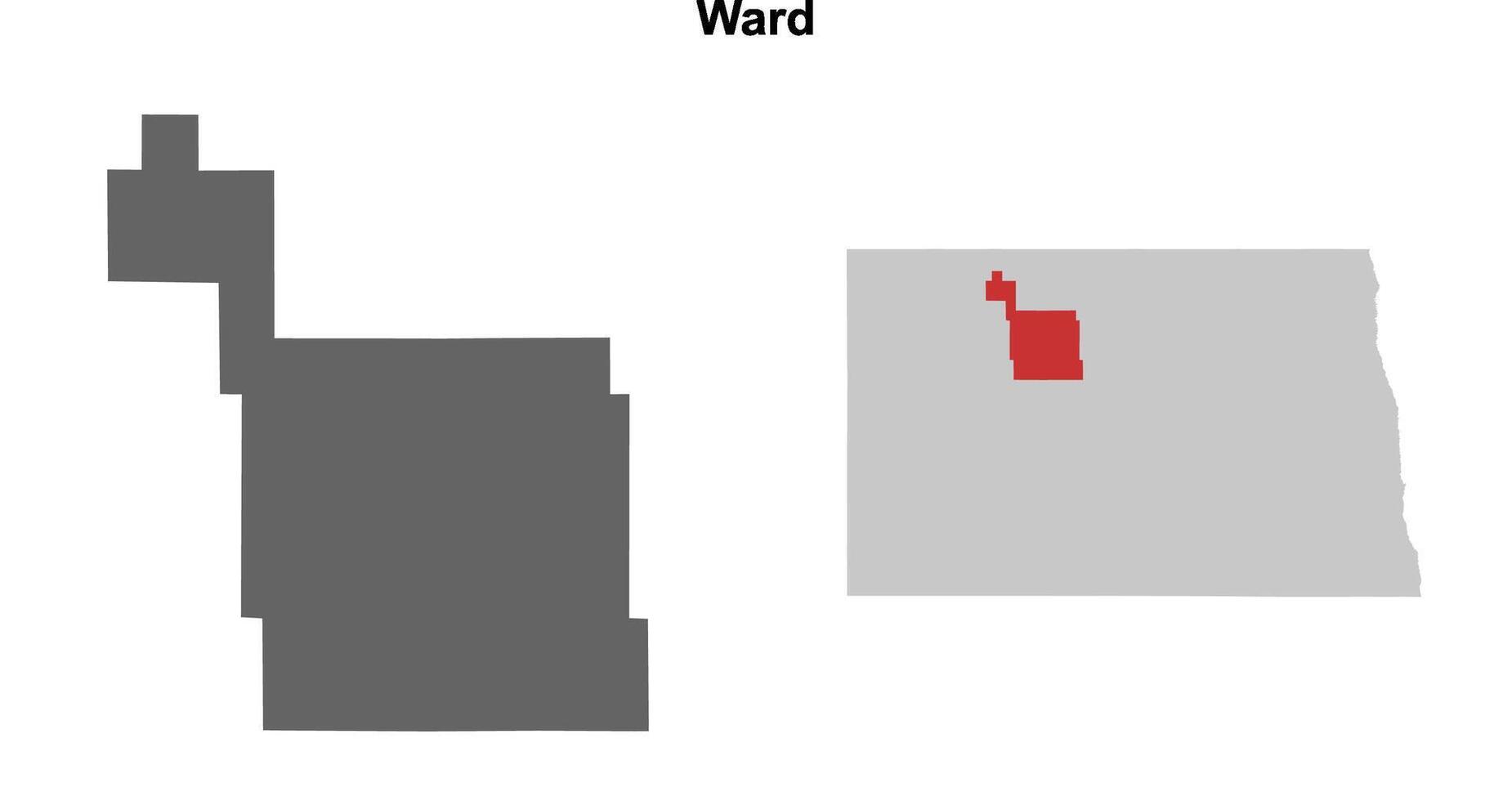 Ward County, North Dakota blank outline map set vector