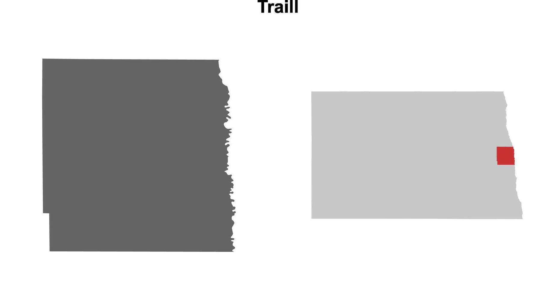Traill County, North Dakota blank outline map set vector