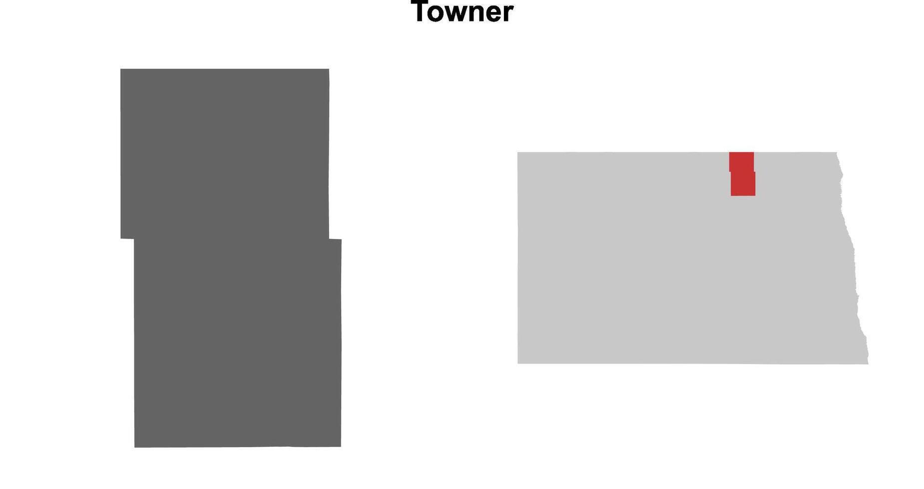 Towner County, North Dakota blank outline map set vector
