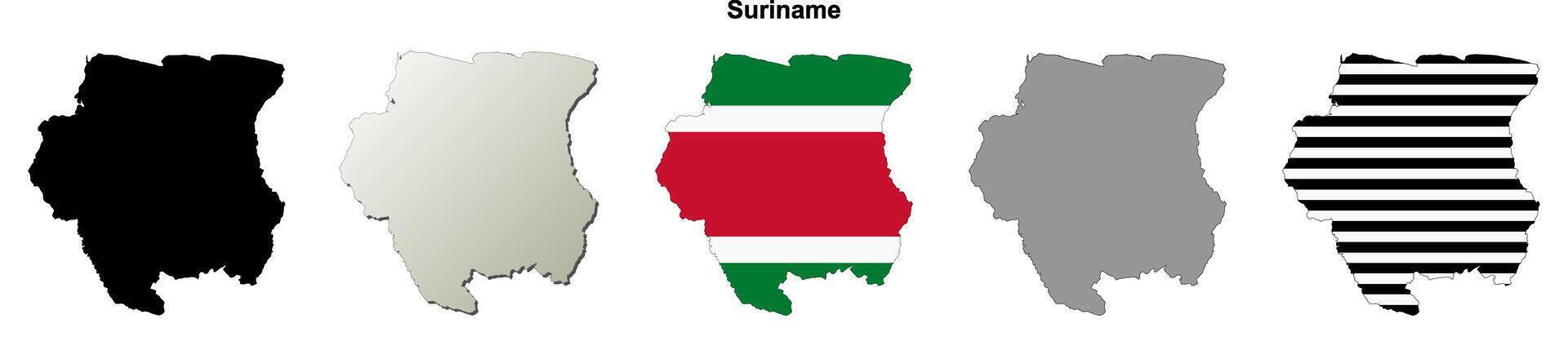 Suriname outline map set vector