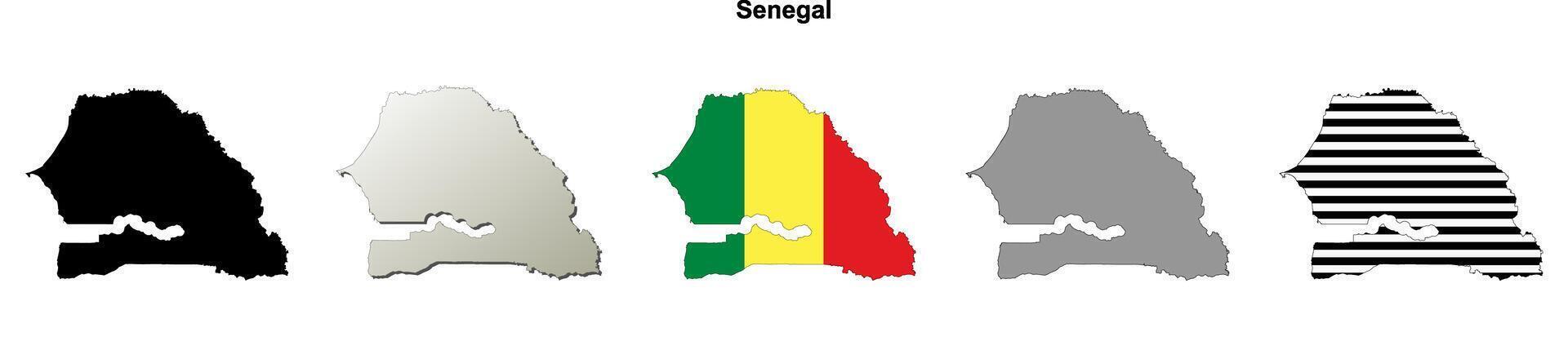 Senegal outline map set vector