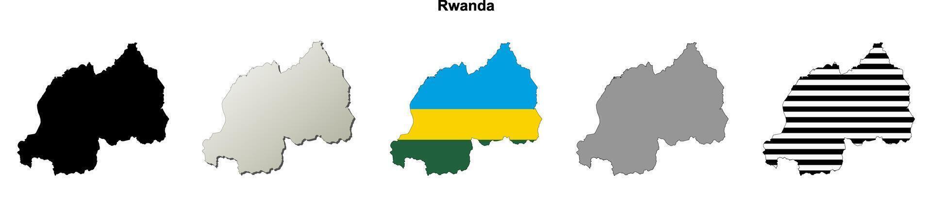 Rwanda outline map set vector
