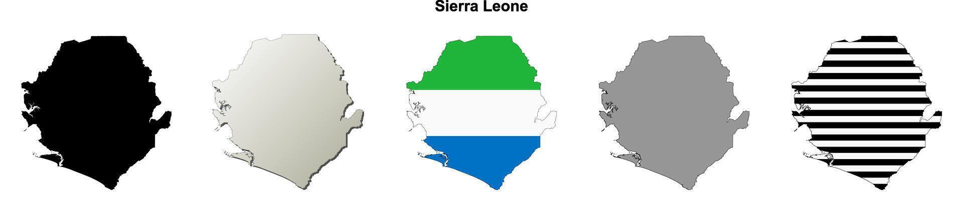 Sierra Leone outline map set vector