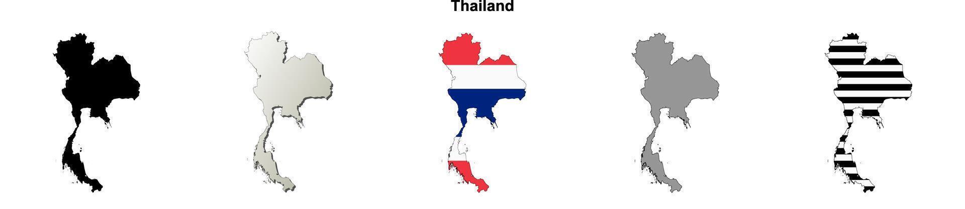 Thailand outline map set vector