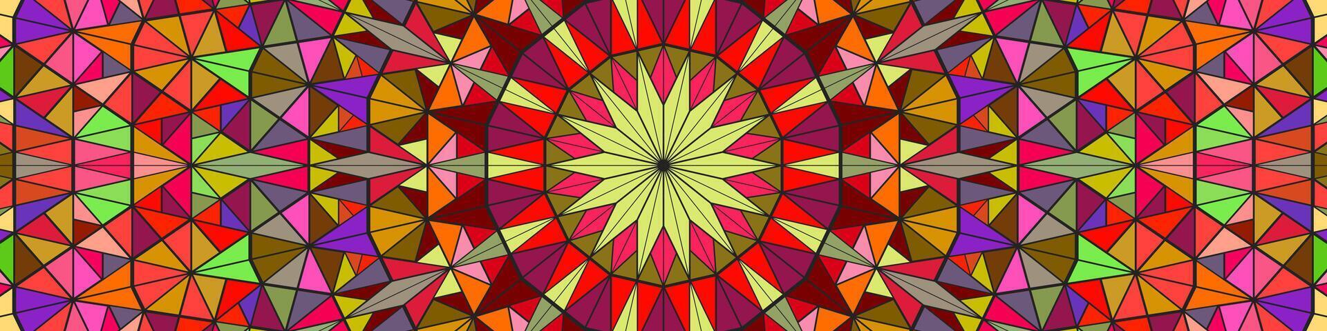 Polygonal abstract dynamic colorful round pattern mandala background vector