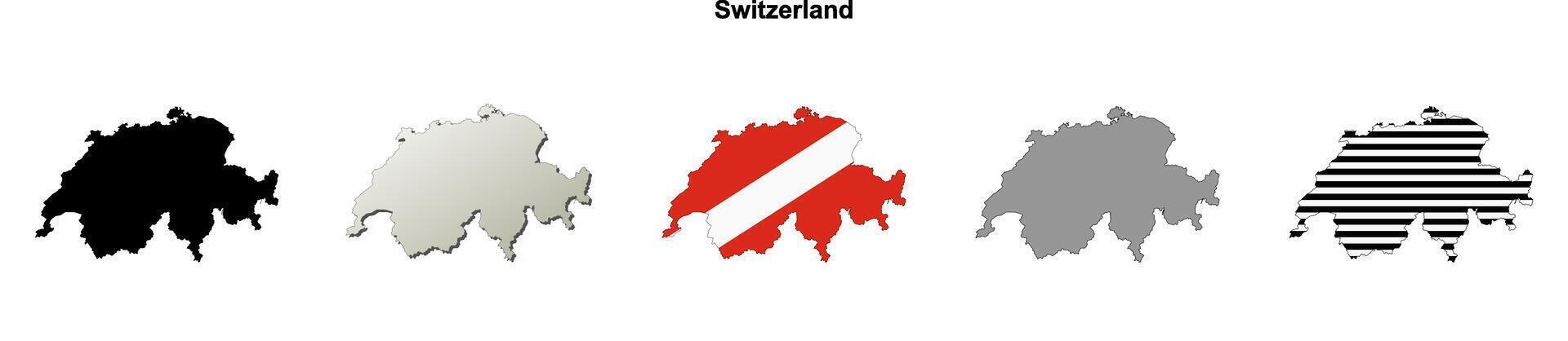 Switzerland outline map set vector