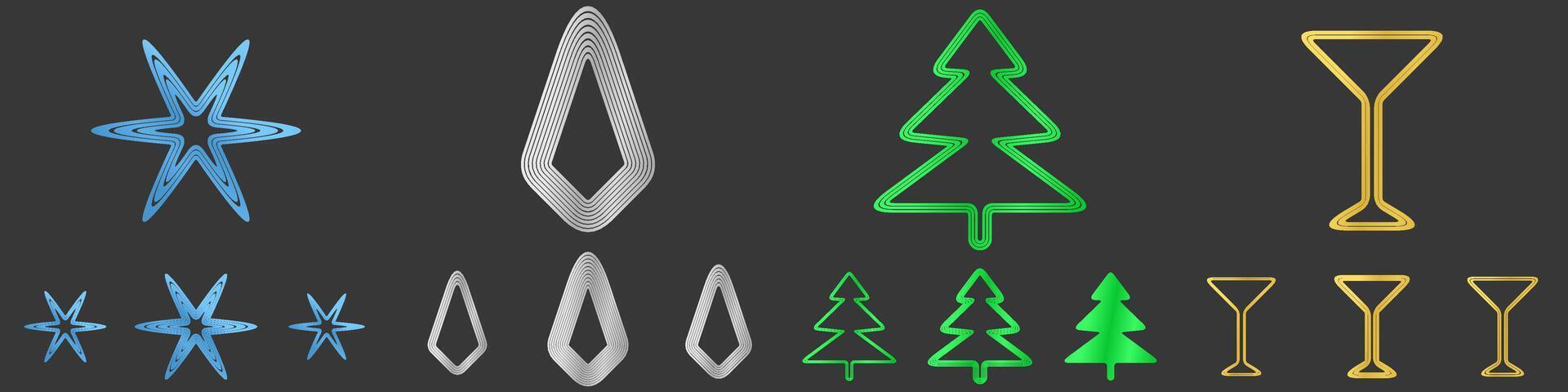 Metallic multiline logo design collection vector
