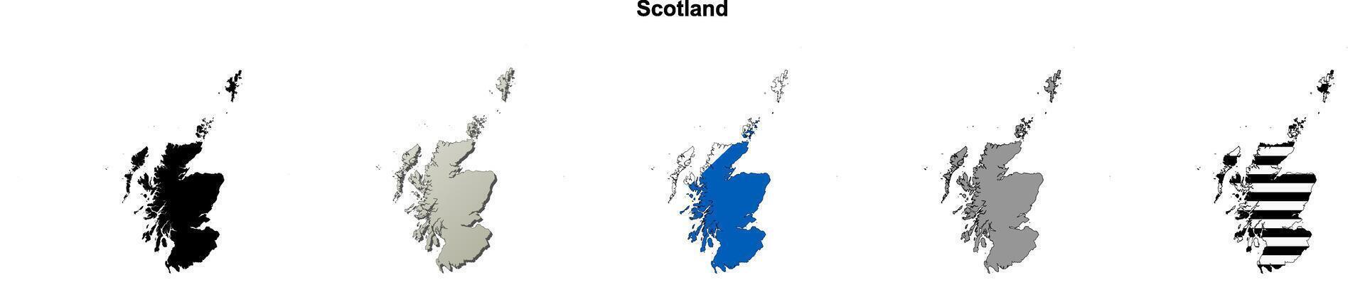 Scotland outline map set vector