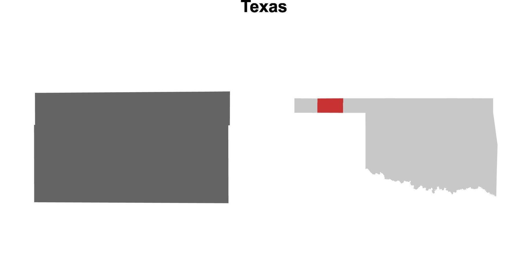 Texas County, Oklahoma blank outline map set vector