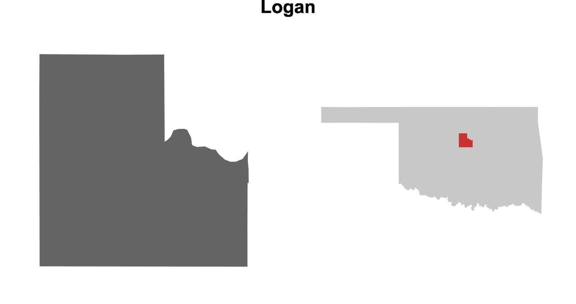 Logan County, Oklahoma blank outline map set vector