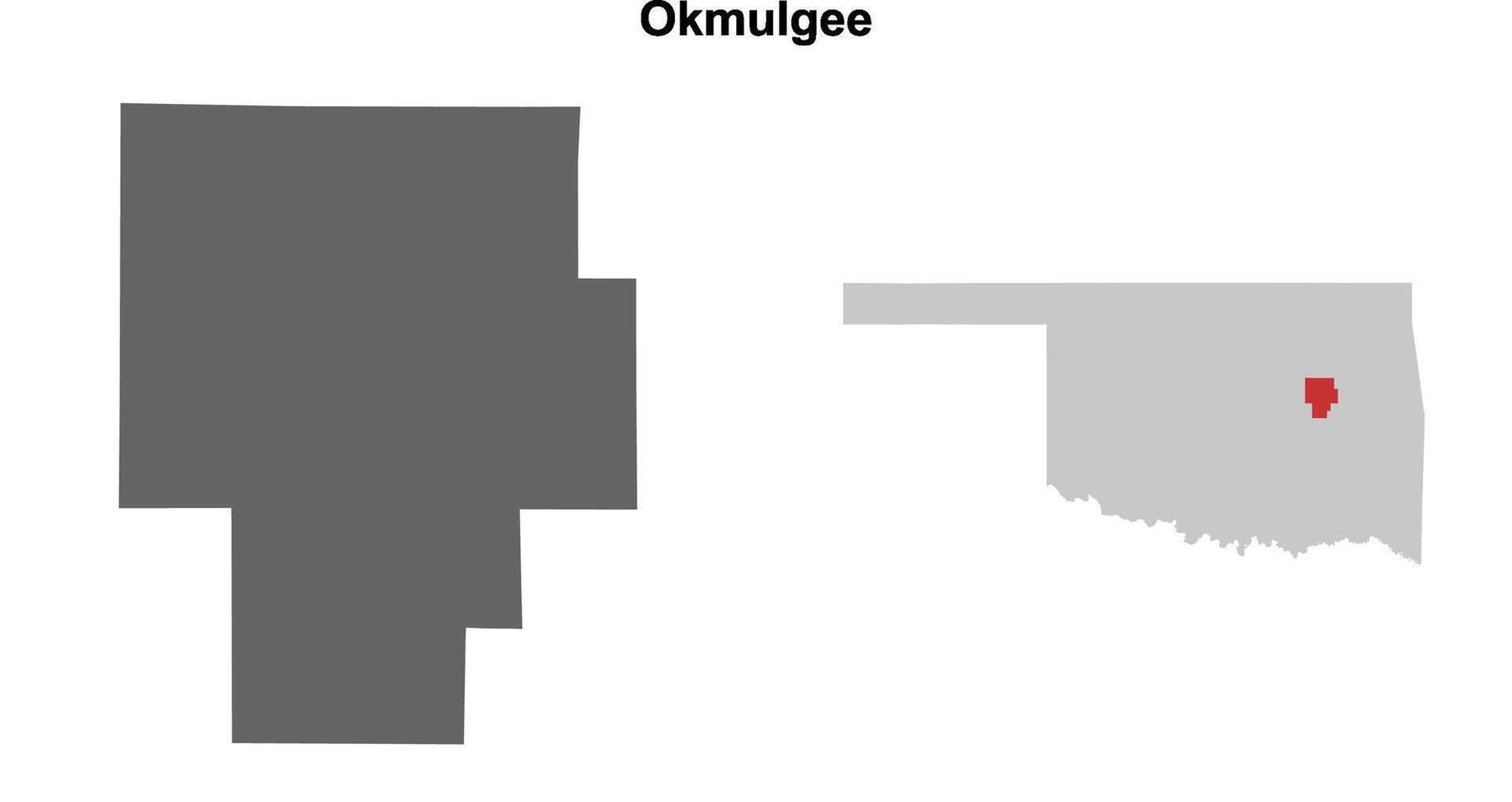 Okmulgee County, Oklahoma blank outline map set vector