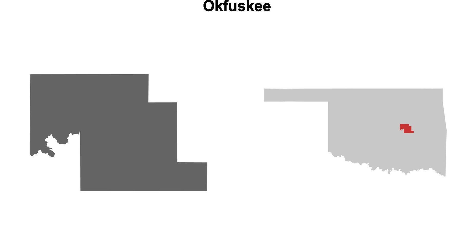 Okfuskee County, Oklahoma blank outline map set vector