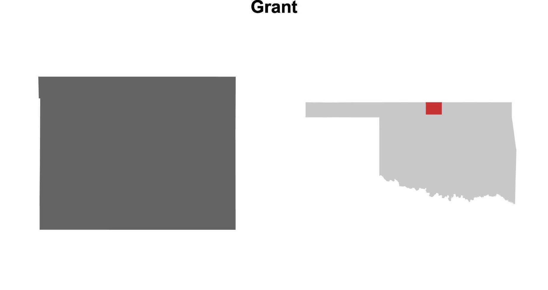 Grant County, Oklahoma blank outline map set vector