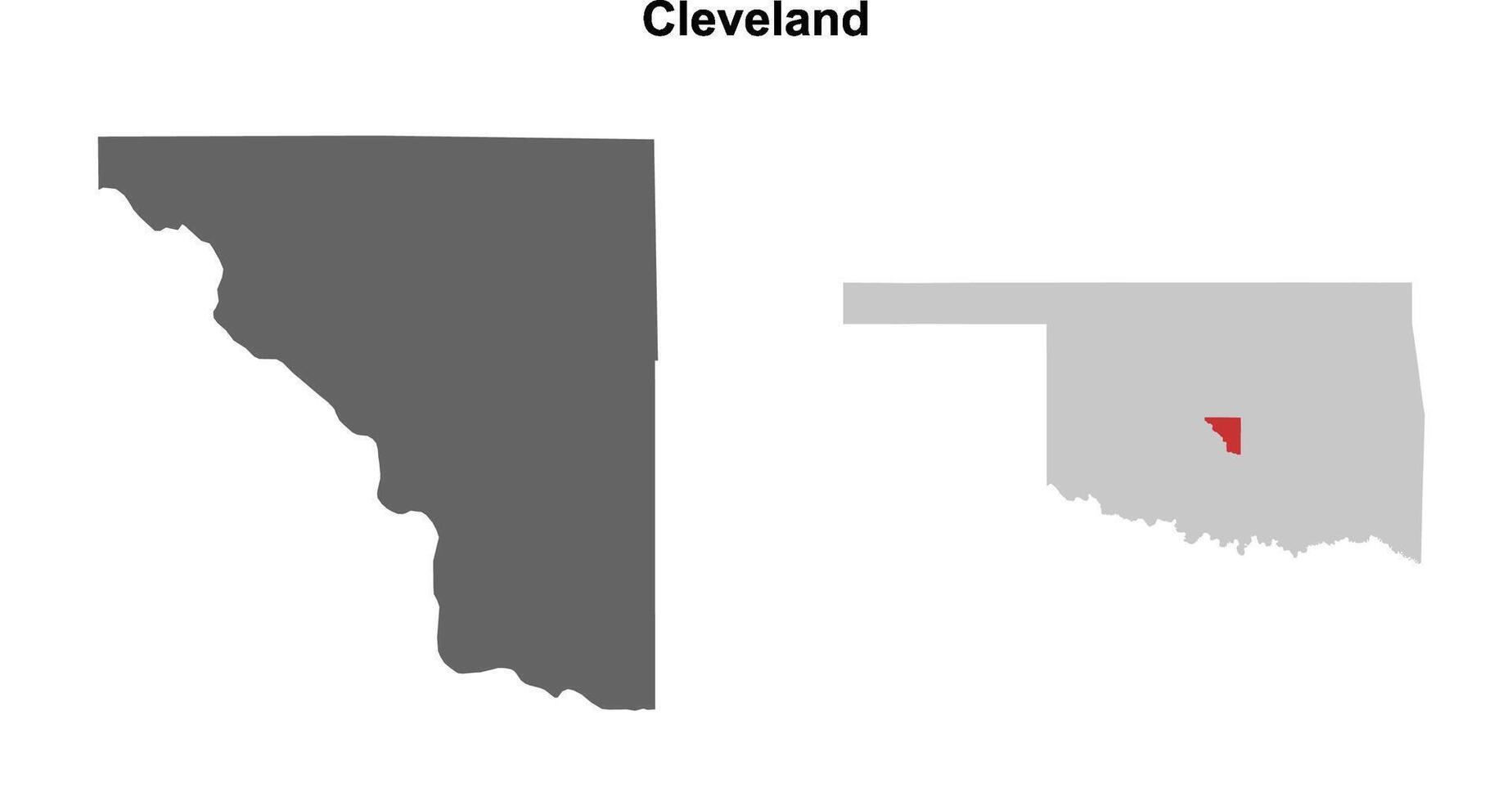 Cleveland County, Oklahoma blank outline map set vector