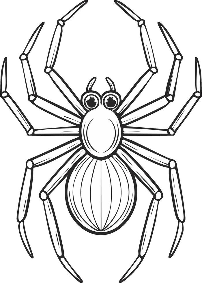 Cute Spider Animal Coloring Kid Book Page in Black and White. and Colored Samples vector