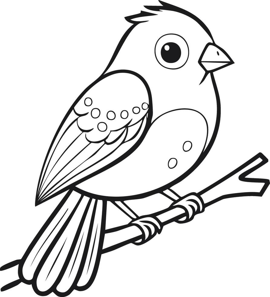 Cute Bird Animal Coloring Kid Book Page Black and White. Monochrome and Colored Samples vector