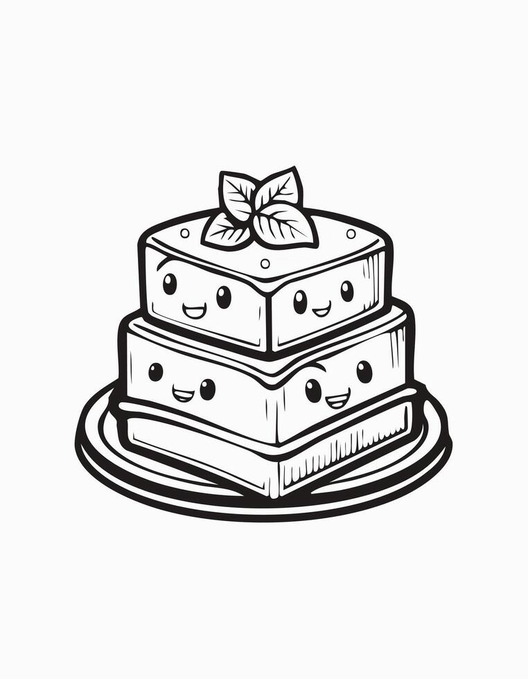Cute Butter Dairy Food Eatery Meal Coloring Kid Book Page in Black and White. and Colored Samples vector