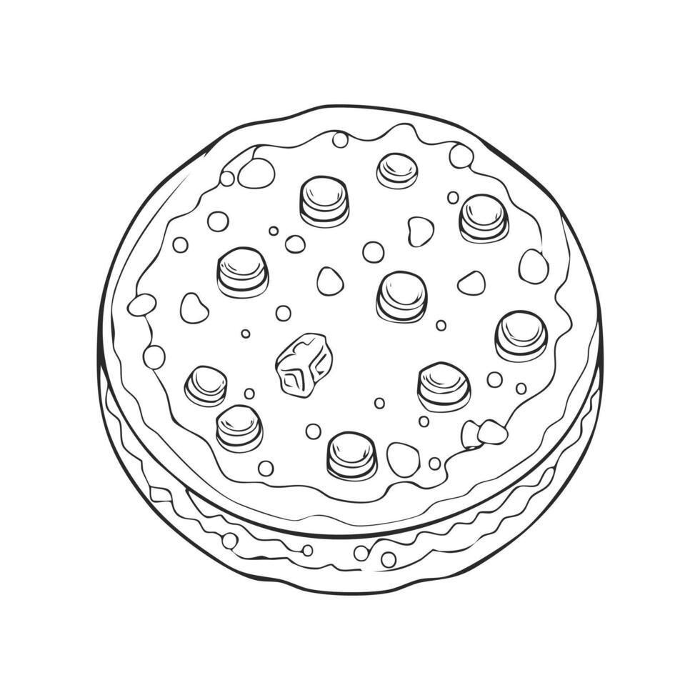Cookie Food Eatery Meal Coloring Kid Book Page in Black and White. Monochrome and Samples vector