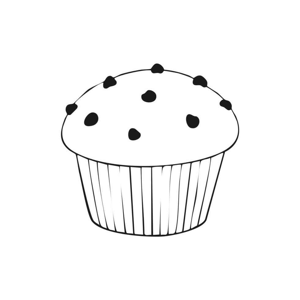 Muffin Food Eatery Meal Coloring Kid Book Page in Black and White. and Colored Samples vector