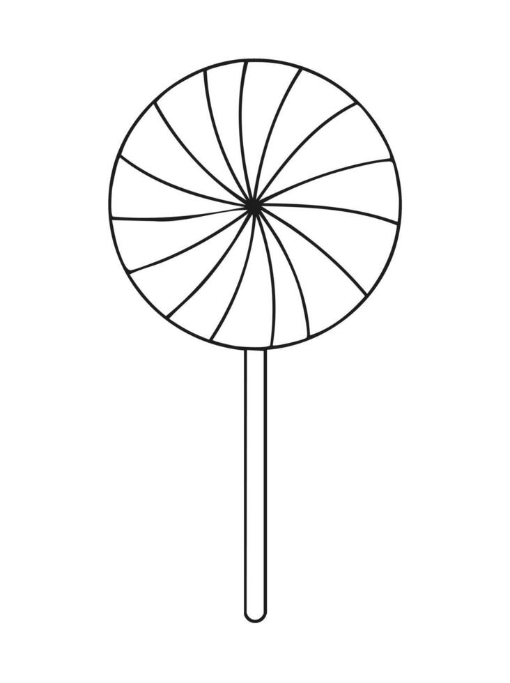 Lollipop Candy Food Eatery Meal Coloring Kid Book Page Black and White. Monochrome and Colored Samples vector