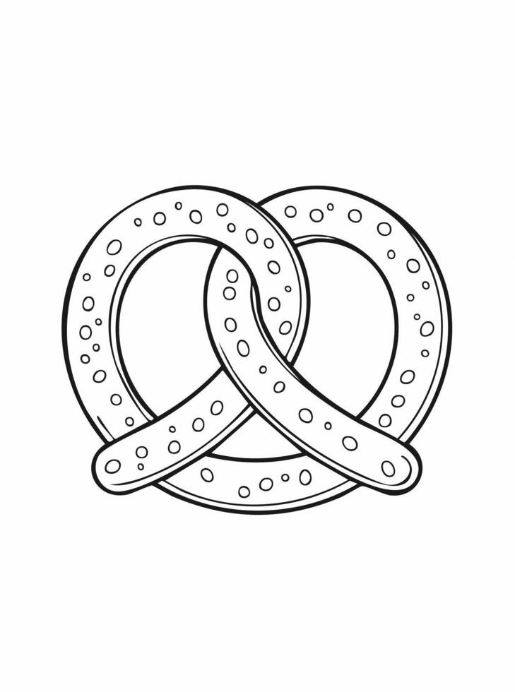 Pretzel bakery Food Eatery Meal Coloring Kid Book in Black and White. Monochrome and Colored Samples vector