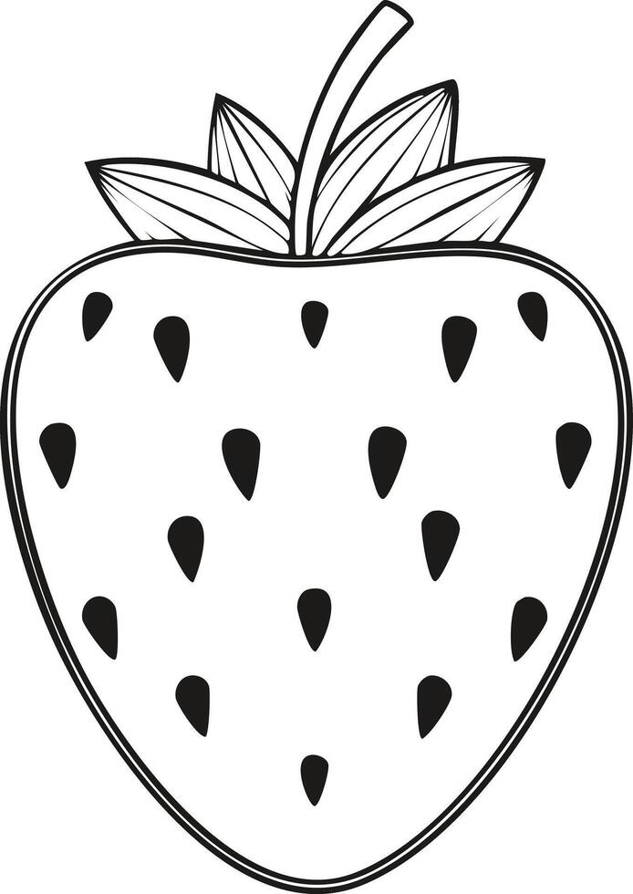 Strawberry Fruit Food Meal Healthy Coloring Kid Book Page in Black and White. and Colored Samples vector