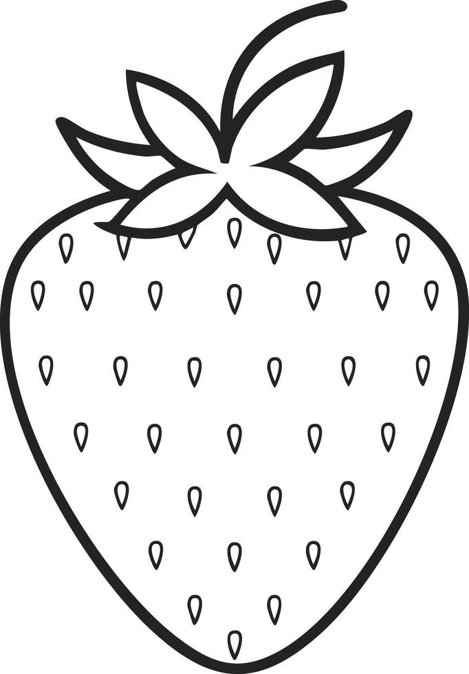 Strawberry Fruit Food Meal Healthy Coloring Kid Book Page in Black and White. Monochrome and Colored Samples vector