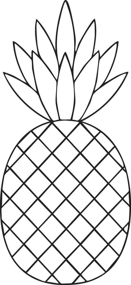 Pineapple Fruit Food Meal Healthy Coloring Kid Book in Black and White. Monochrome and Colored Samples vector