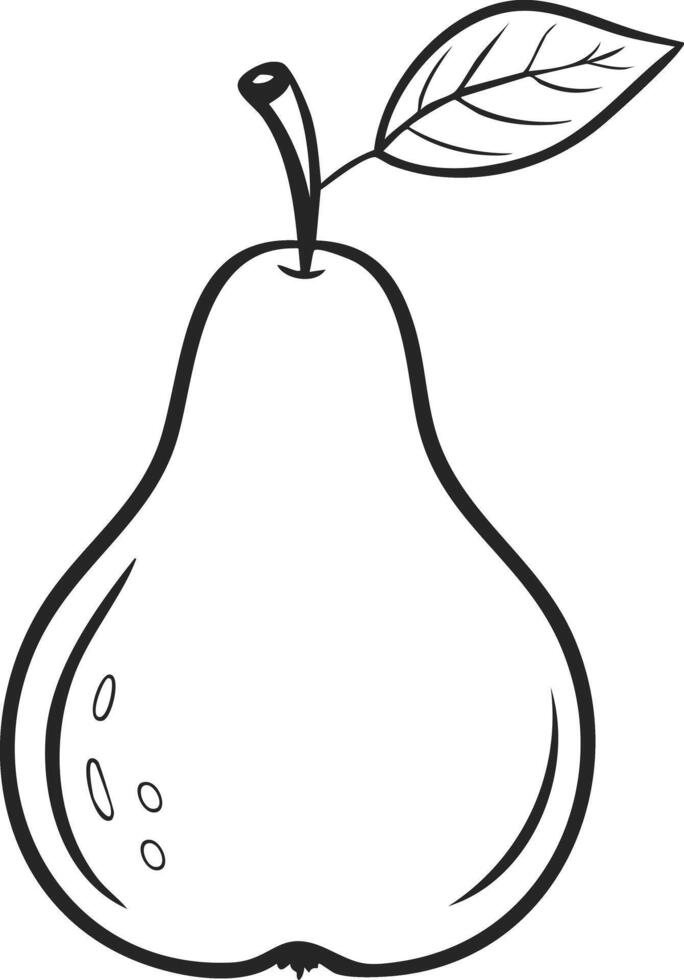 Pear Fruit Food Meal Healthy Coloring Kid Book Page in Black and White. Monochrome and Colored Samples vector